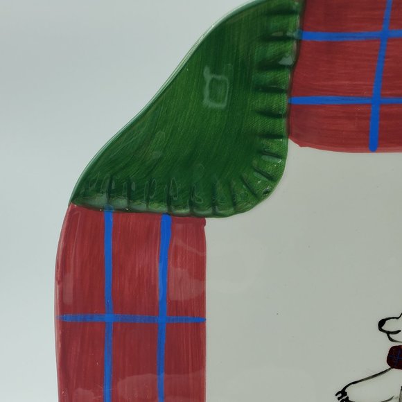 Pfaltzgraff Snow Bear Polar Bear Lunch Salad Cookie Plates Red Green Blue Plaid - Picture 4 of 7